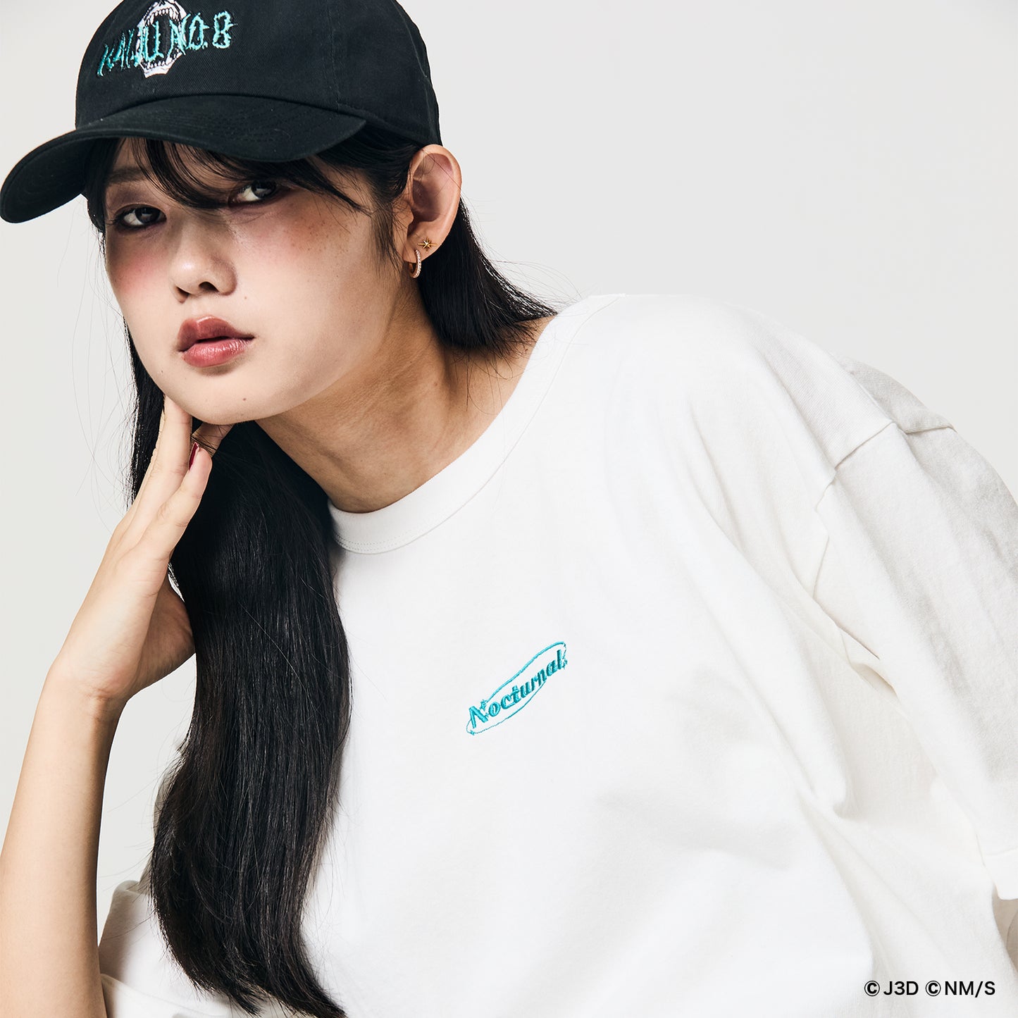 Nocturnal 怪獣８号 3DFont  Basic Tee（White）